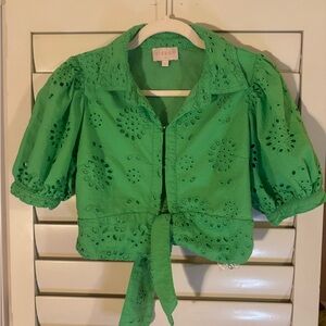 NWOT CEIBON Green Eyelet Women's Top